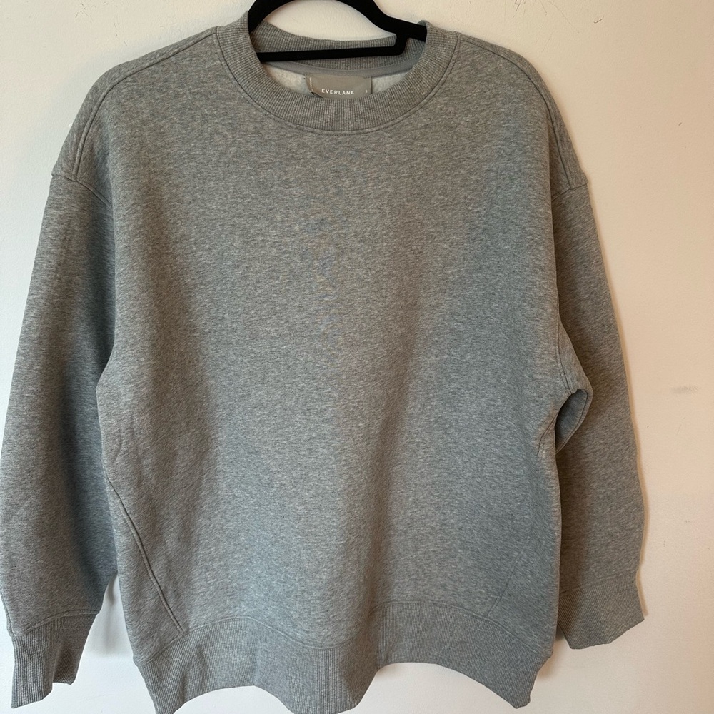 Everlane Gray Sweatshirt Relaxed Fit Ribbed Details